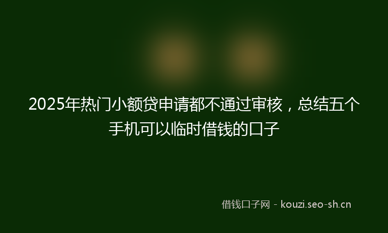 2025年热门小额贷申请都不通过审核，总结五个手机可以临时借钱的口子