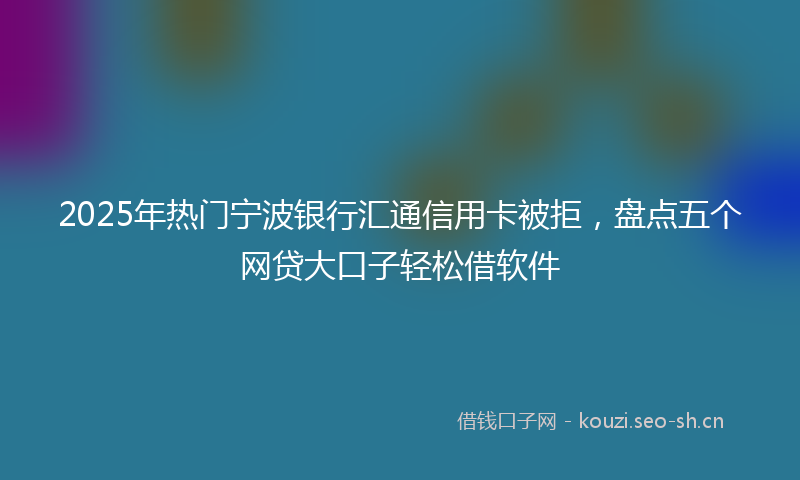 2025年热门宁波银行汇通信用卡被拒，盘点五个网贷大口子轻松借软件