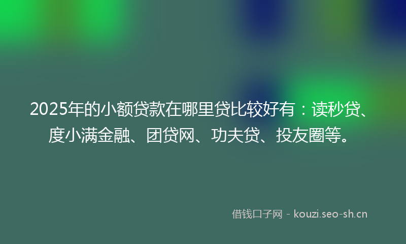 2025年的小额贷款在哪里贷比较好有：读秒贷、度小满金融、团贷网、功夫贷、投友圈等。