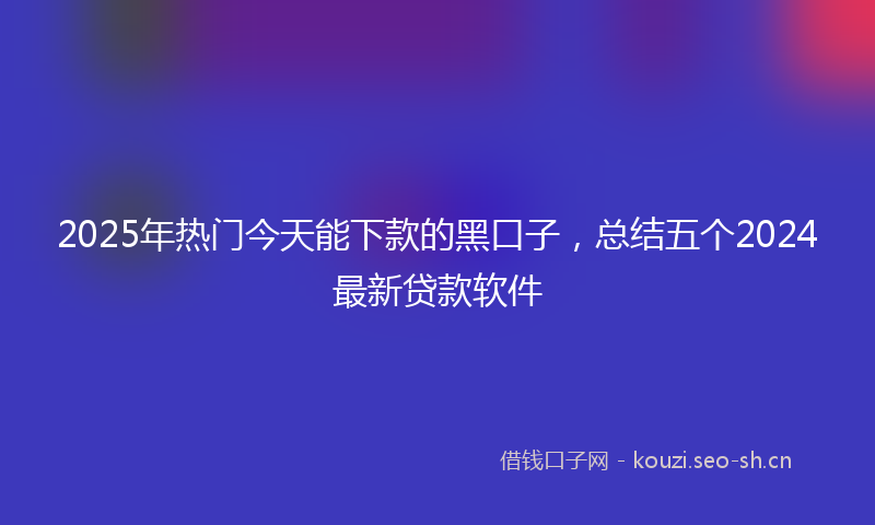 2025年热门今天能下款的黑口子，总结五个2024最新贷款软件