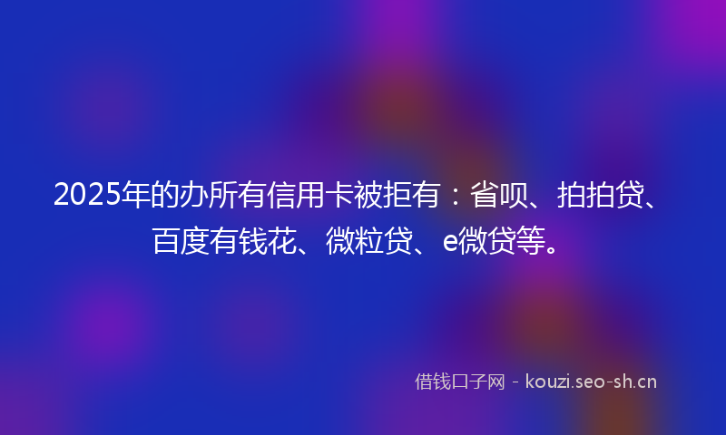 2025年的办所有信用卡被拒有：省呗、拍拍贷、百度有钱花、微粒贷、e微贷等。