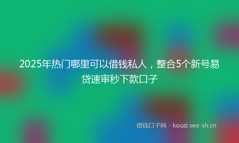 2025年热门哪里可以借钱私人，整合5个新号易贷速审秒下款口子