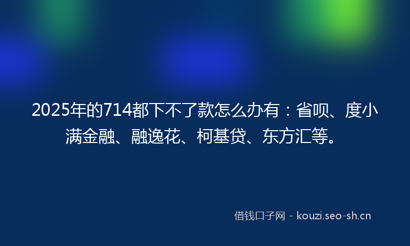 2025年的714都下不了款怎么办有：省呗、度小满金融、融逸花、柯基贷、东方汇等。