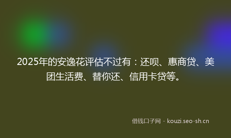 2025年的安逸花评估不过有：还呗、惠商贷、美团生活费、替你还、信用卡贷等。
