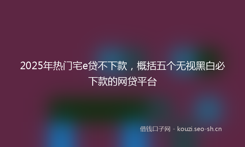2025年热门宅e贷不下款，概括五个无视黑白必下款的网贷平台