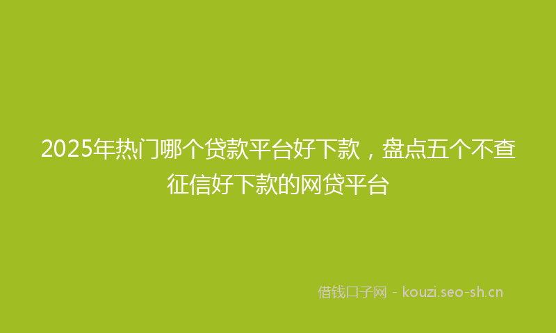 2025年热门哪个贷款平台好下款，盘点五个不查征信好下款的网贷平台