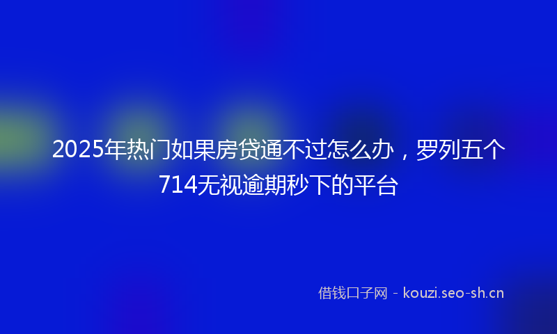 2025年热门如果房贷通不过怎么办，罗列五个714无视逾期秒下的平台