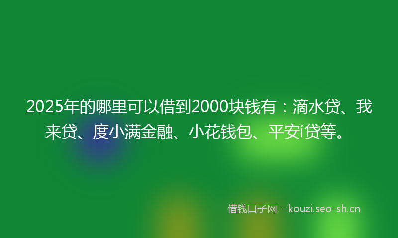 2025年的哪里可以借到2000块钱有：滴水贷、我来贷、度小满金融、小花钱包、平安i贷等。