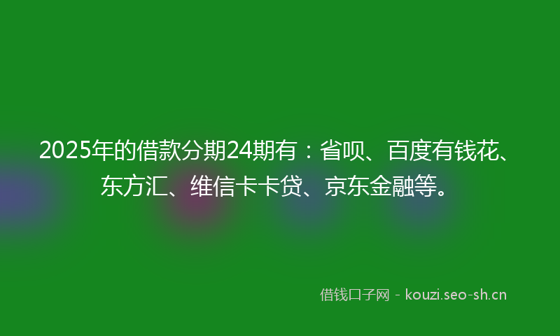 2025年的借款分期24期有：省呗、百度有钱花、东方汇、维信卡卡贷、京东金融等。
