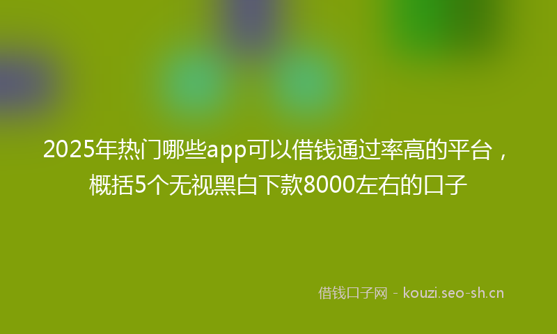 2025年热门哪些app可以借钱通过率高的平台，概括5个无视黑白下款8000左右的口子