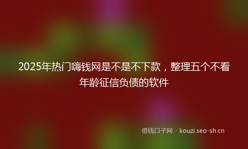 2025年热门嗨钱网是不是不下款，整理五个不看年龄征信负债的软件
