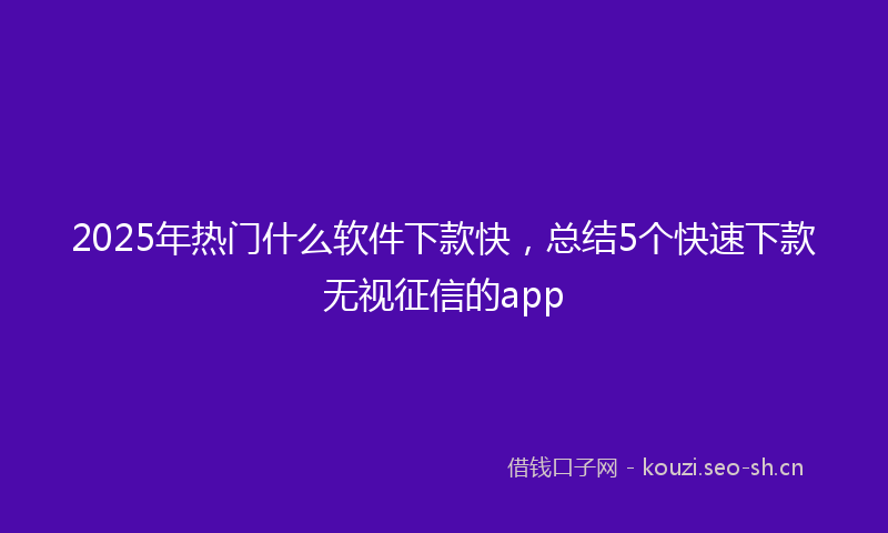 2025年热门什么软件下款快，总结5个快速下款无视征信的app