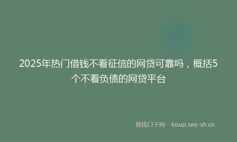 2025年热门借钱不看征信的网贷可靠吗，概括5个不看负债的网贷平台