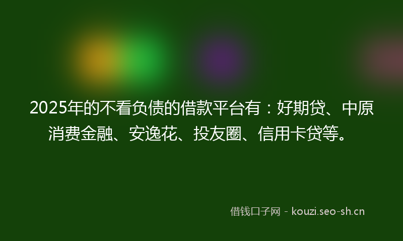 2025年的不看负债的借款平台有：好期贷、中原消费金融、安逸花、投友圈、信用卡贷等。