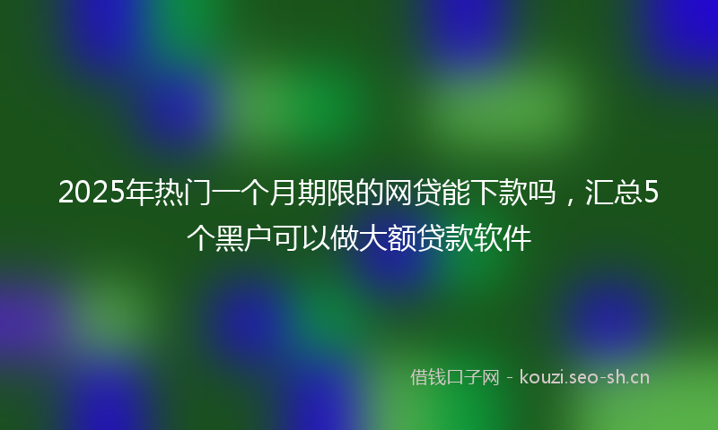 2025年热门一个月期限的网贷能下款吗，汇总5个黑户可以做大额贷款软件