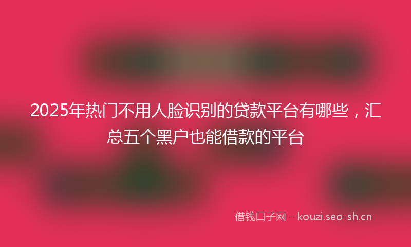 2025年热门不用人脸识别的贷款平台有哪些，汇总五个黑户也能借款的平台