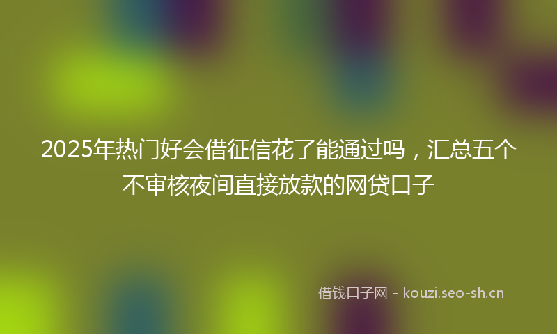 2025年热门好会借征信花了能通过吗，汇总五个不审核夜间直接放款的网贷口子