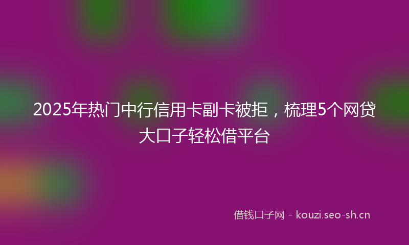 2025年热门中行信用卡副卡被拒，梳理5个网贷大口子轻松借平台