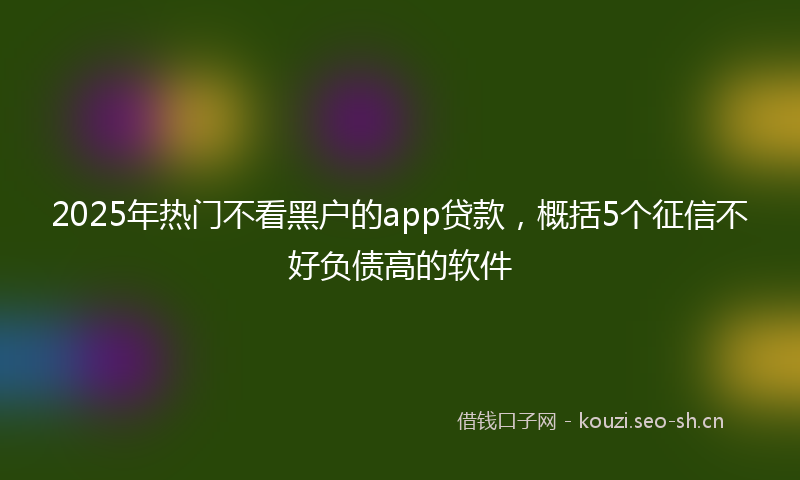 2025年热门不看黑户的app贷款，概括5个征信不好负债高的软件