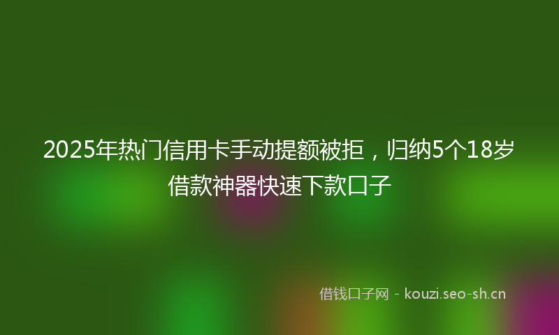 2025年热门信用卡手动提额被拒，归纳5个18岁借款神器快速下款口子