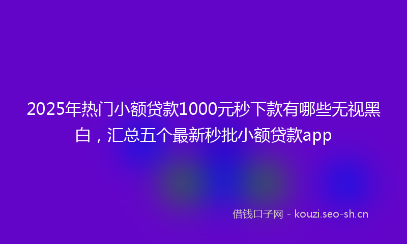 2025年热门小额贷款1000元秒下款有哪些无视黑白，汇总五个最新秒批小额贷款app
