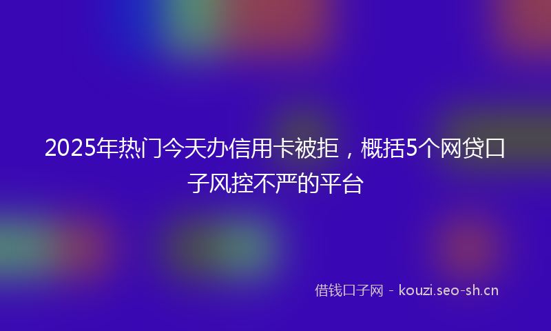 2025年热门今天办信用卡被拒，概括5个网贷口子风控不严的平台