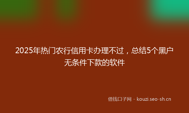 2025年热门农行信用卡办理不过，总结5个黑户无条件下款的软件