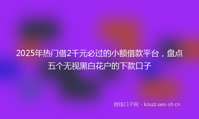2025年热门借2千元必过的小额借款平台，盘点五个无视黑白花户的下款口子