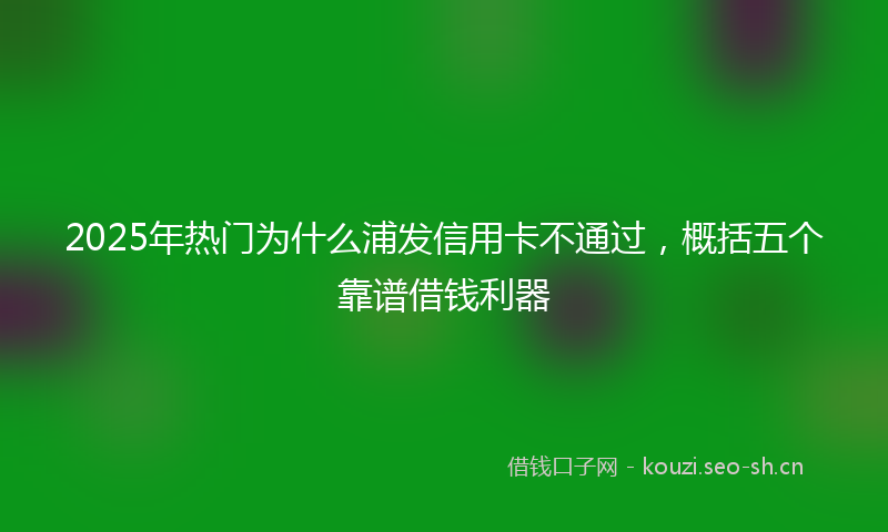 2025年热门为什么浦发信用卡不通过，概括五个靠谱借钱利器