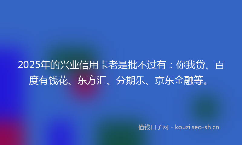 2025年的兴业信用卡老是批不过有:你我贷、百度有钱花、东方汇、分期乐、京东金融等。