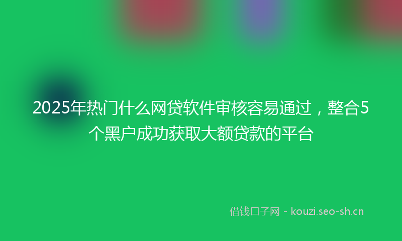 2025年热门什么网贷软件审核容易通过，整合5个黑户成功获取大额贷款的平台