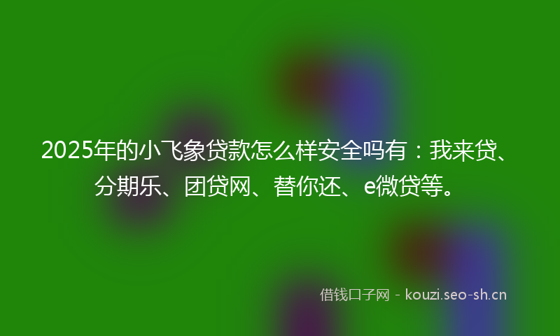 2025年的小飞象贷款怎么样安全吗有：我来贷、分期乐、团贷网、替你还、e微贷等。
