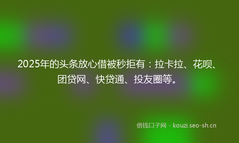 2025年的头条放心借被秒拒有：拉卡拉、花呗、团贷网、快贷通、投友圈等。