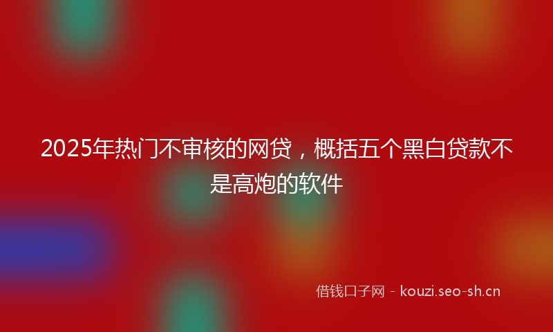2025年热门不审核的网贷，概括五个黑白贷款不是高炮的软件