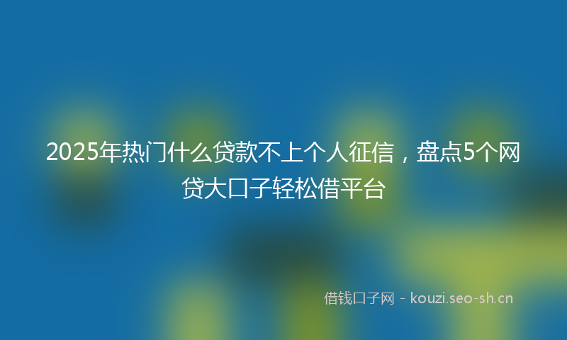 2025年热门什么贷款不上个人征信，盘点5个网贷大口子轻松借平台