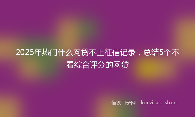 2025年热门什么网贷不上征信记录，总结5个不看综合评分的网贷
