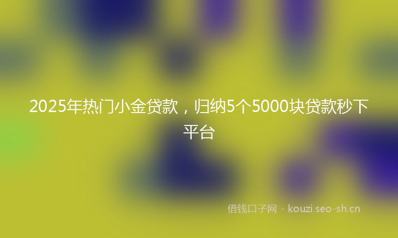 2025年热门小金贷款，归纳5个5000块贷款秒下平台