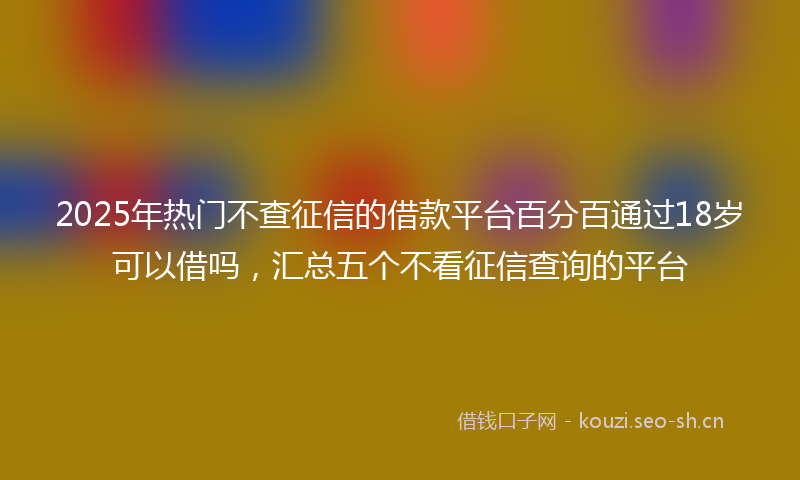 2025年热门不查征信的借款平台百分百通过18岁可以借吗，汇总五个不看征信查询的平台