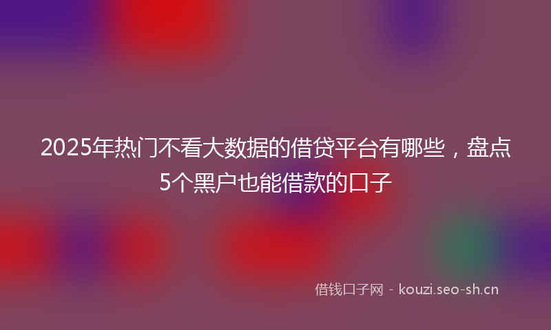 2025年热门不看大数据的借贷平台有哪些，盘点5个黑户也能借款的口子