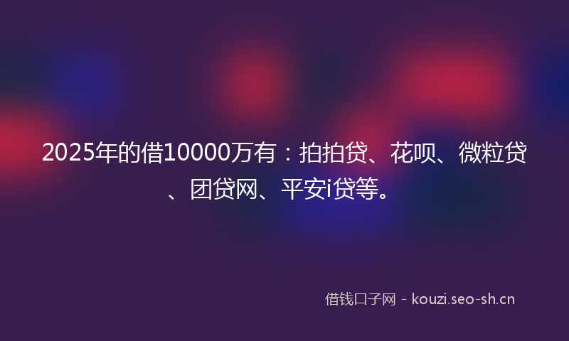 2025年的借10000万有：拍拍贷、花呗、微粒贷、团贷网、平安i贷等。