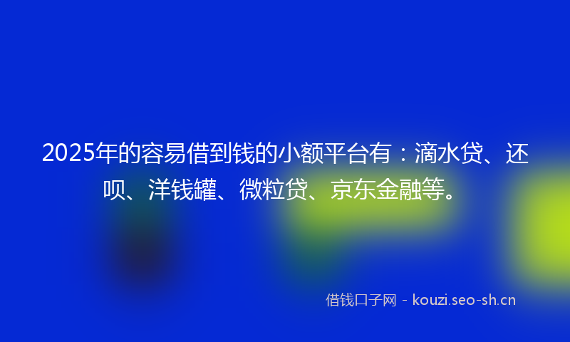 2025年的容易借到钱的小额平台有：滴水贷、还呗、洋钱罐、微粒贷、京东金融等。