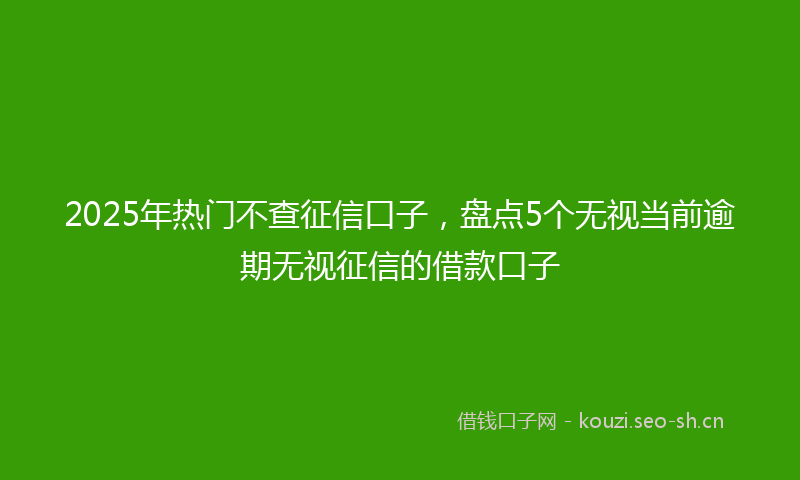 2025年热门不查征信口子，盘点5个无视当前逾期无视征信的借款口子