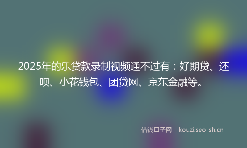 2025年的乐贷款录制视频通不过有：好期贷、还呗、小花钱包、团贷网、京东金融等。