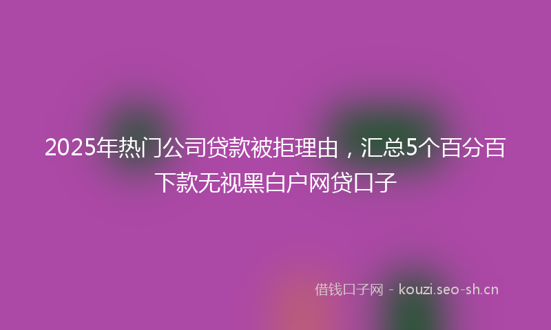 2025年热门公司贷款被拒理由，汇总5个百分百下款无视黑白户网贷口子