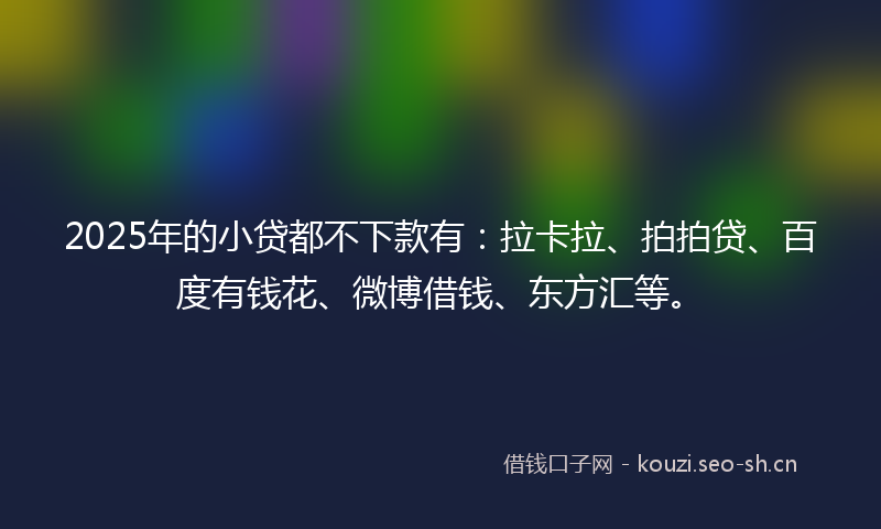 2025年的小贷都不下款有：拉卡拉、拍拍贷、百度有钱花、微博借钱、东方汇等。