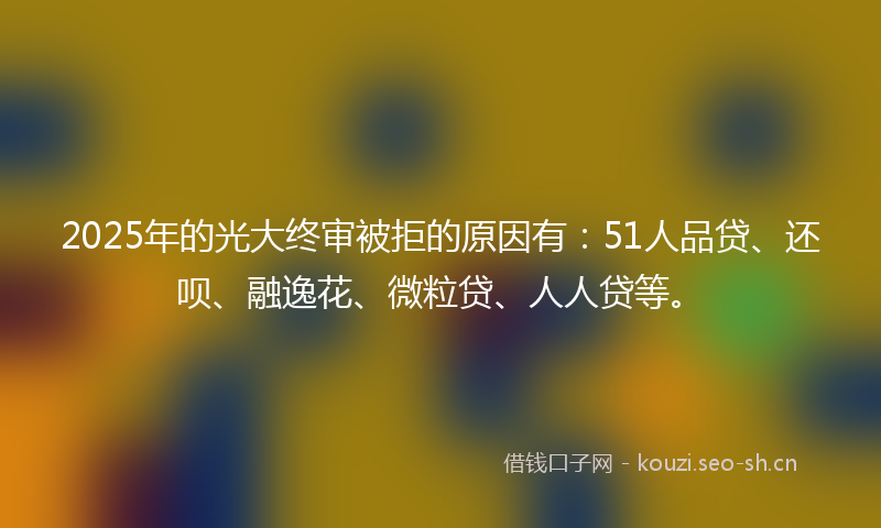 2025年的光大终审被拒的原因有：51人品贷、还呗、融逸花、微粒贷、人人贷等。