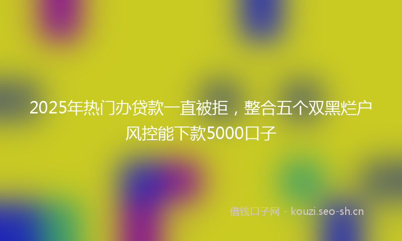2025年热门办贷款一直被拒，整合五个双黑烂户风控能下款5000口子