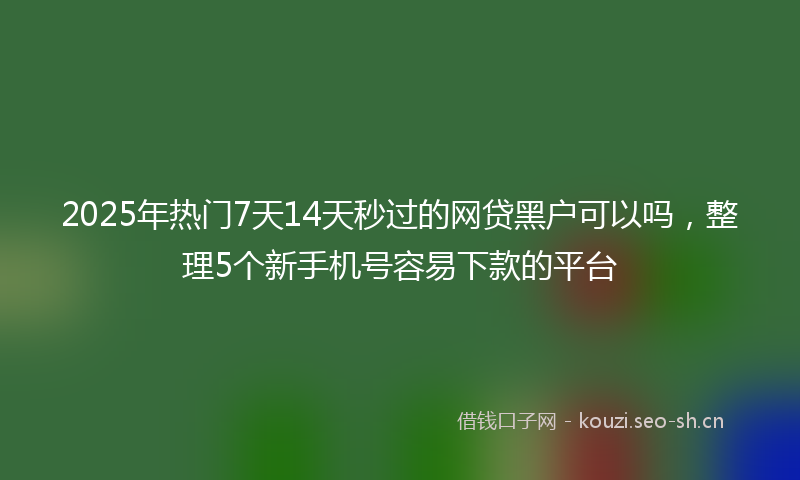 2025年热门7天14天秒过的网贷黑户可以吗，整理5个新手机号容易下款的平台