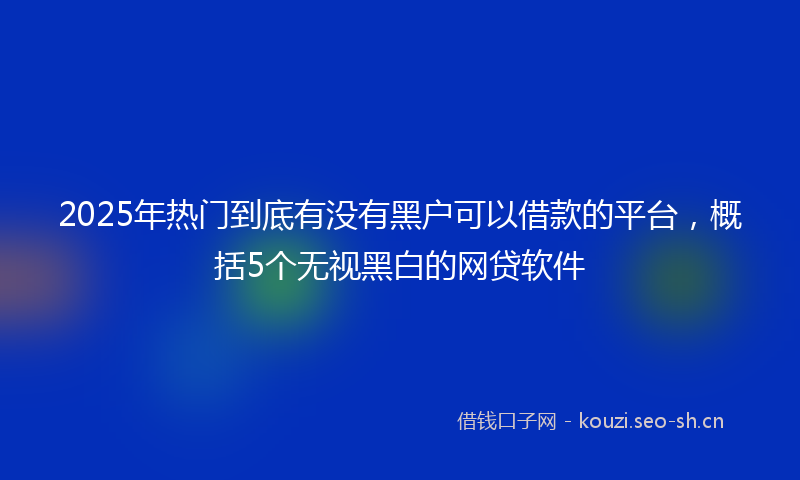 2025年热门到底有没有黑户可以借款的平台，概括5个无视黑白的网贷软件