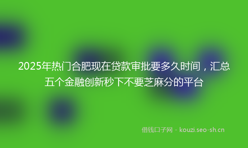 2025年热门合肥现在贷款审批要多久时间，汇总五个金融创新秒下不要芝麻分的平台
